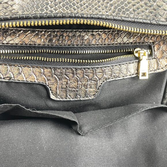 Adorable BCBG Paris Metallic Gold Faux Snakeskin Mini Backpack Embossed